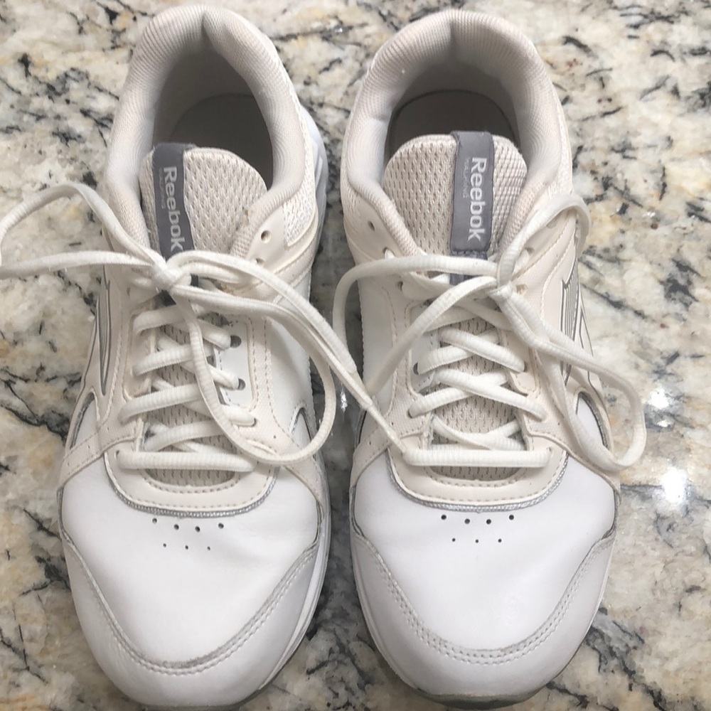 White Reebok Walking Shoes, Black Reebok Easy Tone